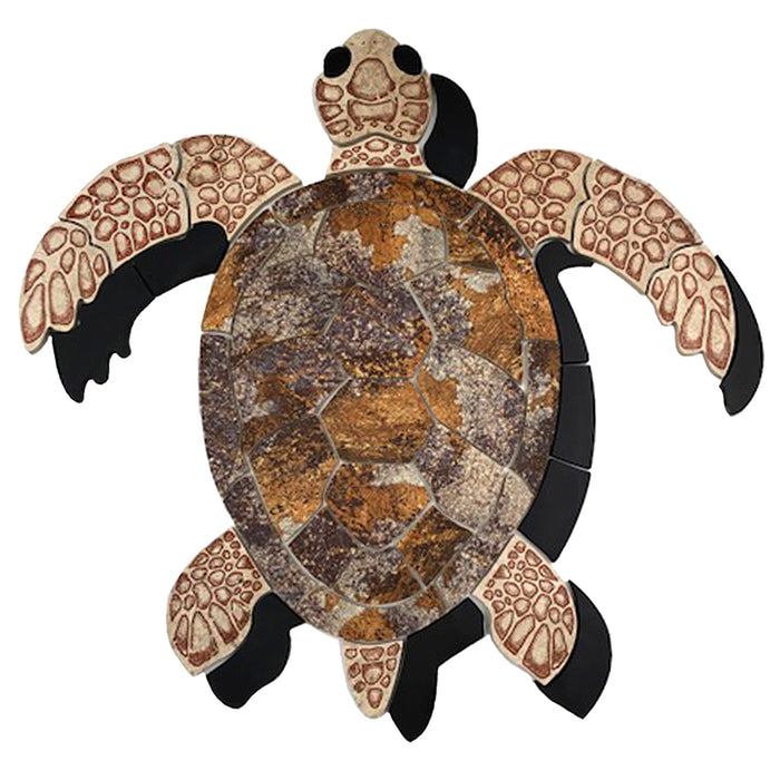 Aquatic Custom Tile Large 24" Brown Sea Turtle Porcelain Swimming Pool Mosaic