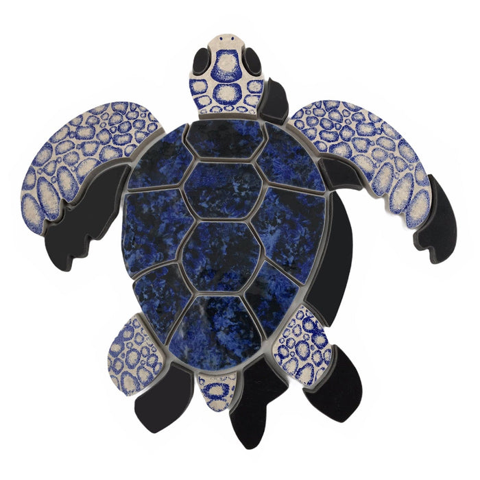 Aquatic Custom Tile 9.5" Blue Sea Turtle Porcelain Swimming Pool Mosaic
