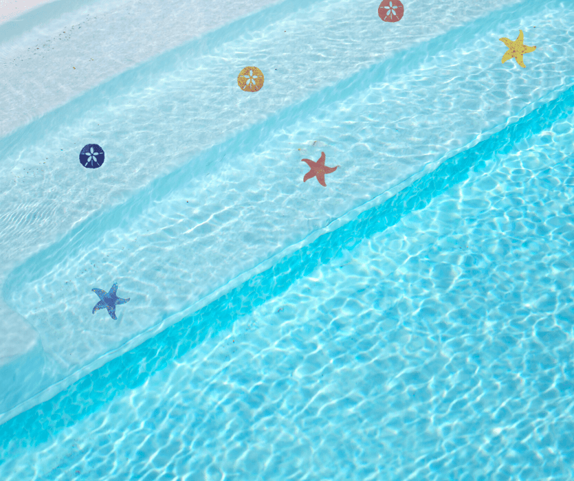 Aquatic Custom Tile Porcelain Swimming Pool Step Marker Mosaic 4" Sand Dollar (2 Pack) Cobalt Blue