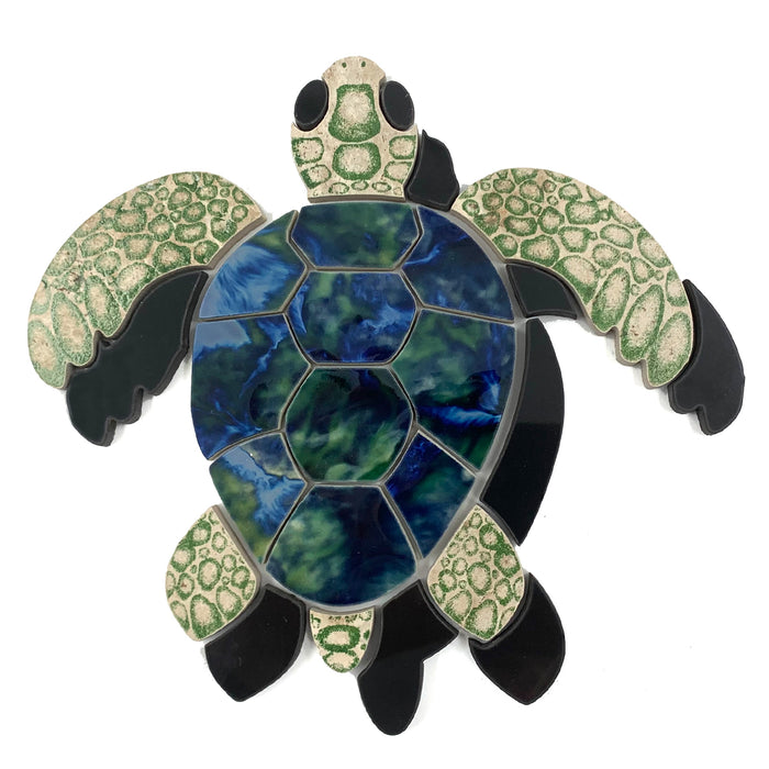 Aquatic Custom Tile  9.5" Green Sea Turtle Porcelain Swimming Pool Mosaic