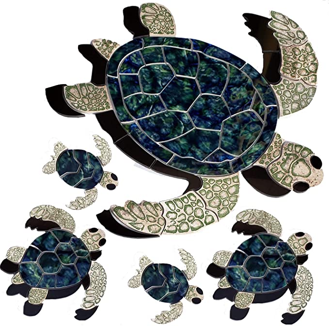 Aquatic Custom Tile Blue Sea Turtle Family Porcelain Swimming Pool Mosaic