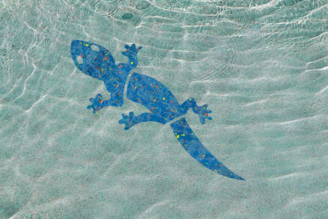 Aquatic Custom Tile Creatures TM 12.5" Gecko, Porcelain Pool Tile Mosaic, Blueberry Glaze