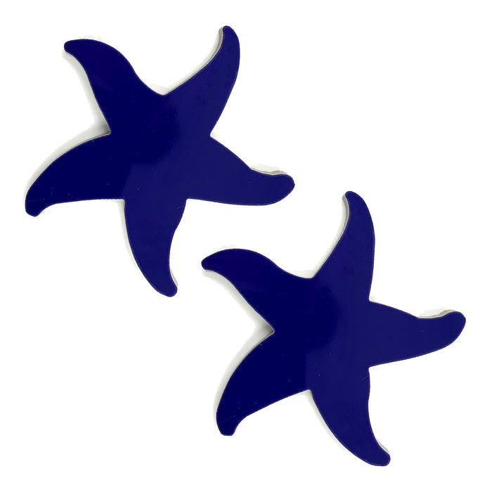 Aquatic Custom Tile Porcelain Swimming Pool Starfish Step Marker (5" Cobalt Blue Glaze) (Set of 2)