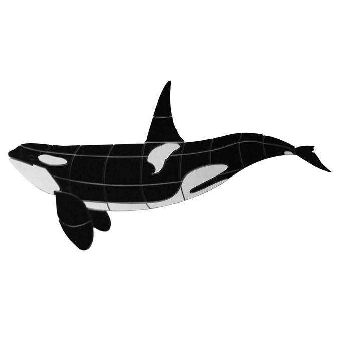 Aquatic Custom Tile Orca Whale 36 inch Porcelain Swimming Pool Mosaic without Shadows (36 inch without Shadow)
