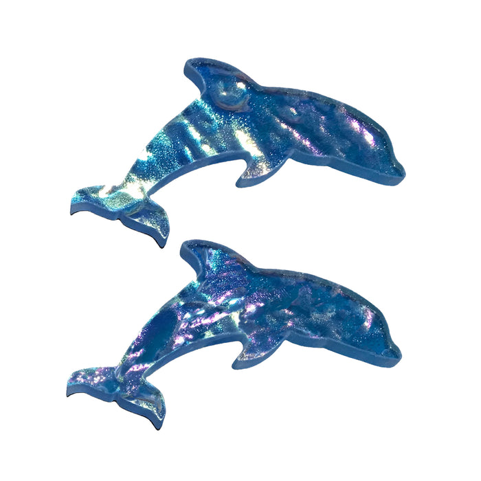 Meridian Tile Products Glass Swimming Pool Step Marker Mosaic 5" Glitter Dolphin (2 Pack) Aquamarine