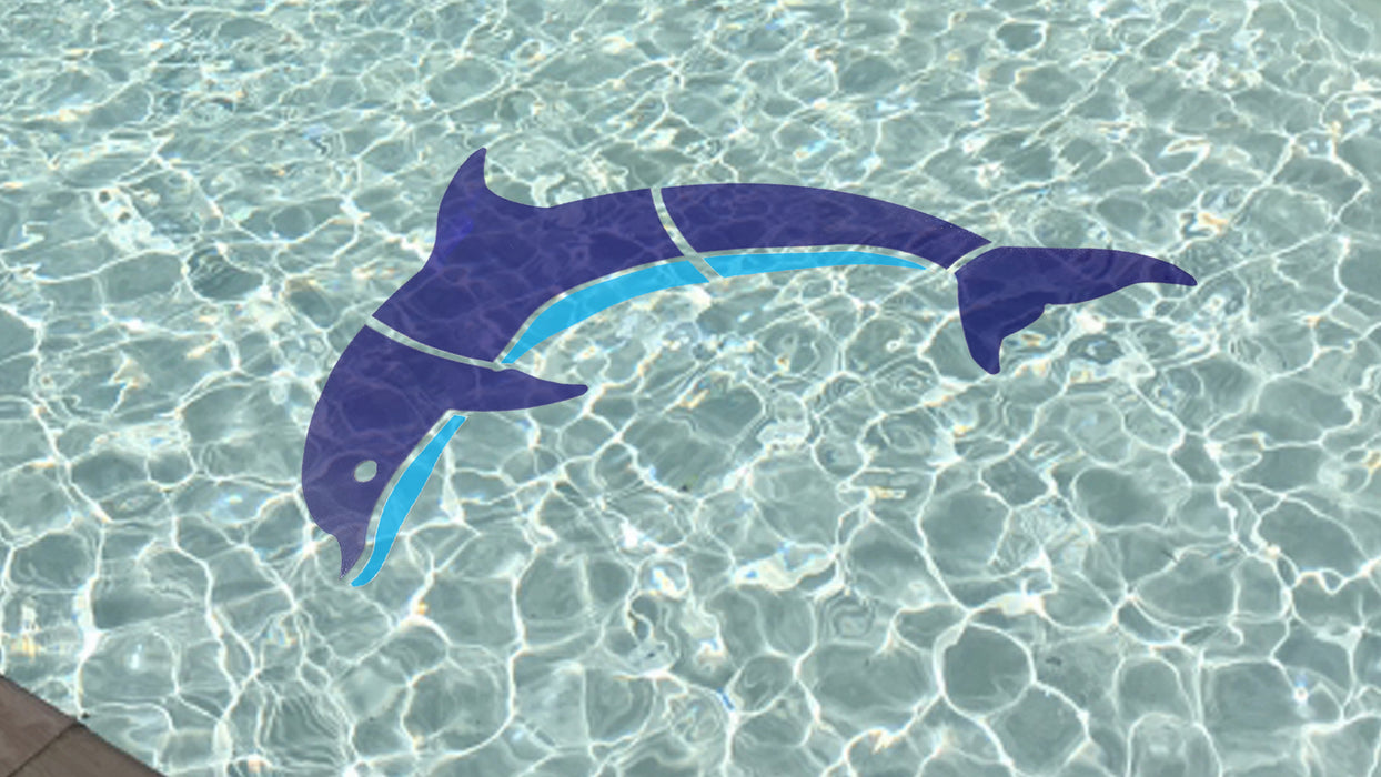Aquatic Custom Tile Two Tone Dolphin Top Porcelain Swimming Pool Mosaic 18x18 inches