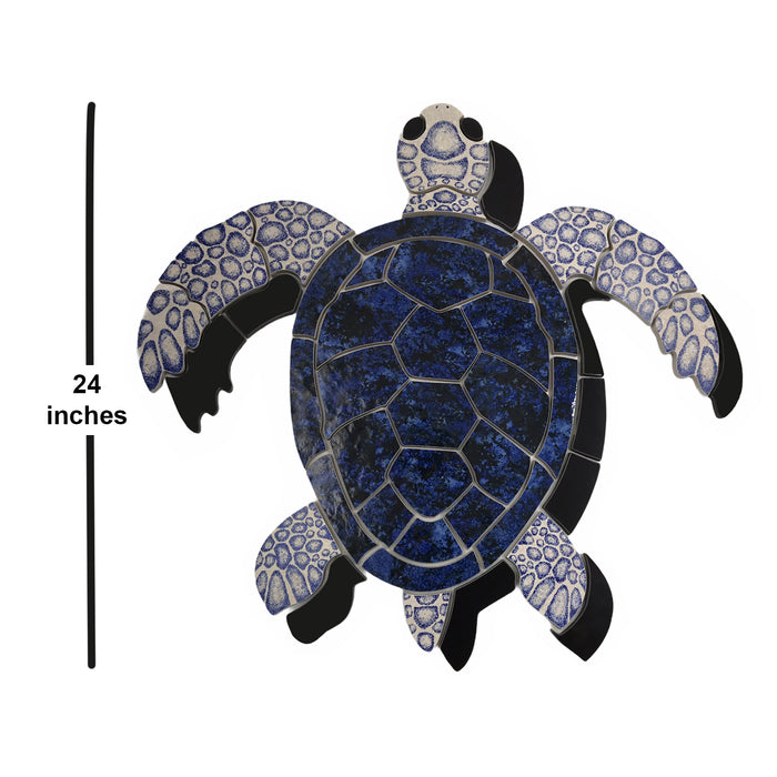 Aquatic Custom Tile Large 24" Blue Sea Turtle Porcelain Swimming Pool Mosaic