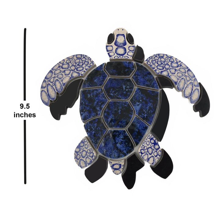 Aquatic Custom Tile 9.5" Blue Sea Turtle Porcelain Swimming Pool Mosaic