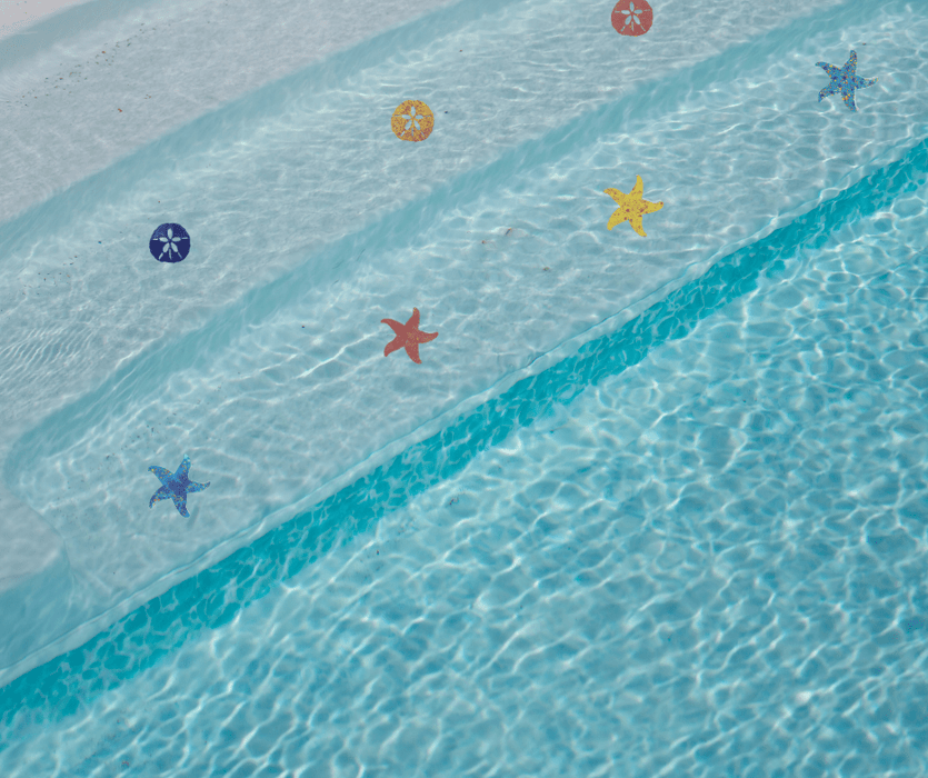 CreaturesTM 5" Starfish, Porcelain Pool Tile Mosaic, Blueberry Glaze (Set of 2)