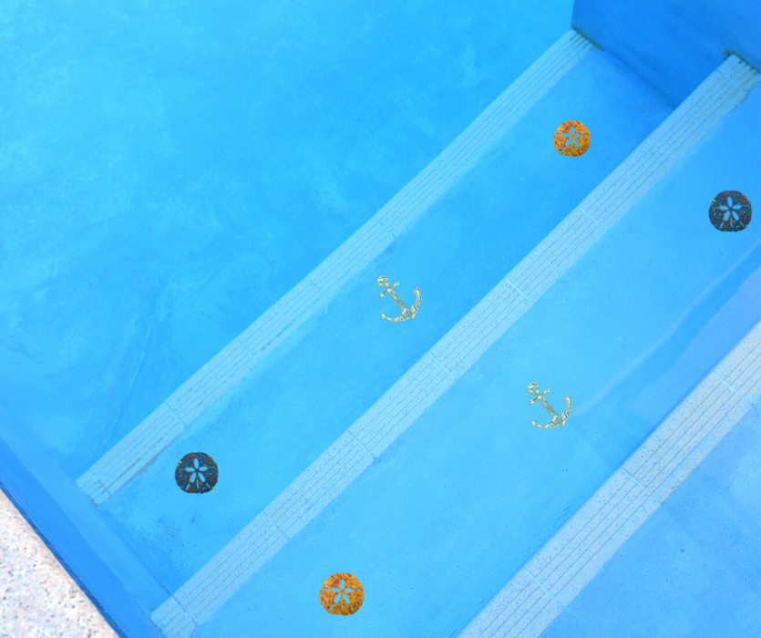 Aquatic Custom Tile Swimming Pool Step Marker Glass Anchors Mosaic - Aquamarine (3 Pack)