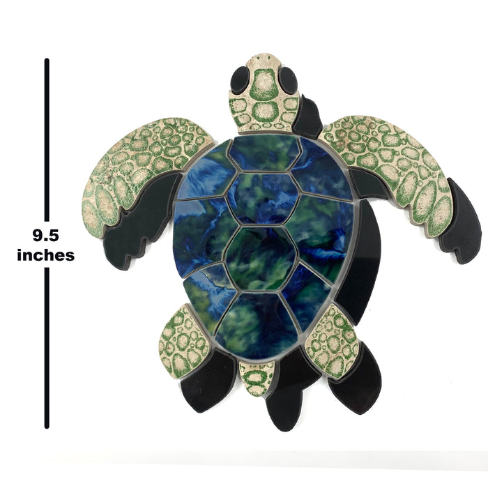 Aquatic Custom Tile  9.5" Green Sea Turtle Porcelain Swimming Pool Mosaic